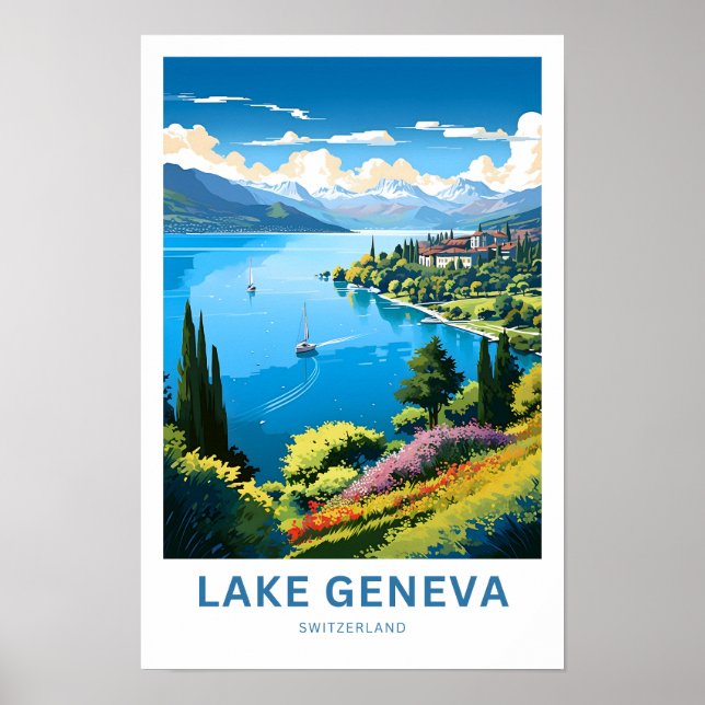 Lake Geneva Switzerland Travel Print (Front)