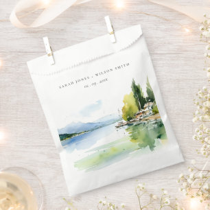 Lake Geneva Switzerland Watercolor Scape Wedding Favour Bag