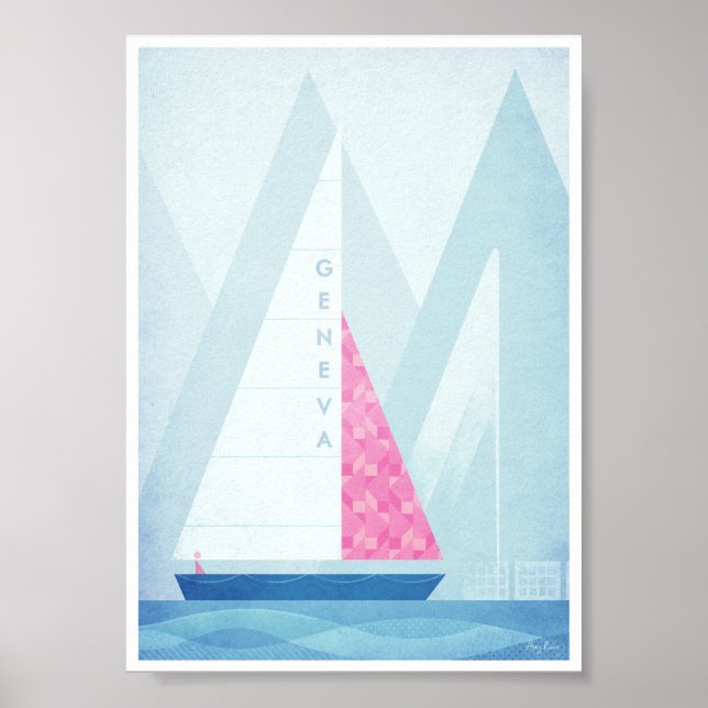 Lake Geneva Vintage Travel Poster (Front)