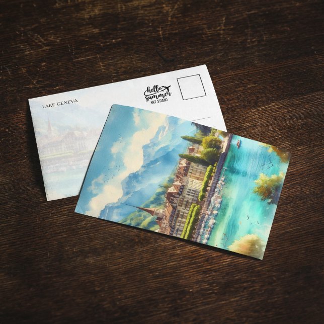 Lake Geneva Watercolor Postcard (Creator Uploaded)