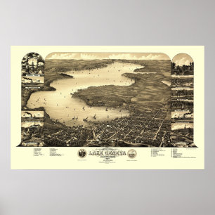 Lake Geneva, WI Panoramic Map - 1882 Poster