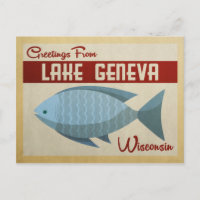 Lake Geneva Wisconsin Blue Fish Vintage Travel