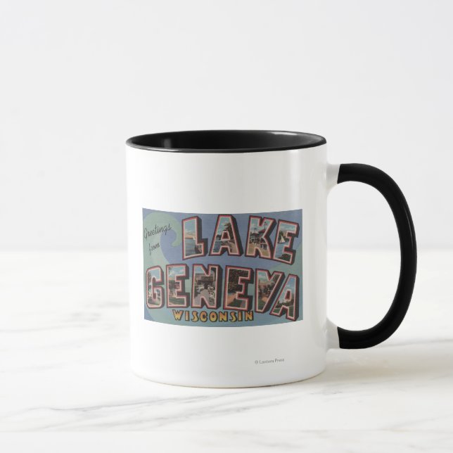 Lake Geneva, Wisconsin - Large Letter Scenes Mug (Right)