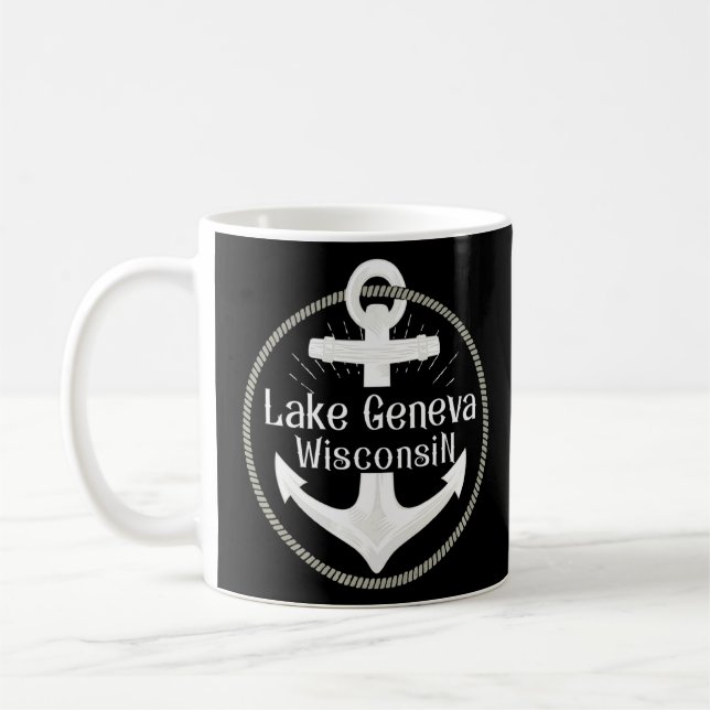 Lake Geneva Wisconsin Nautical Anchor  Coffee Mug (Left)