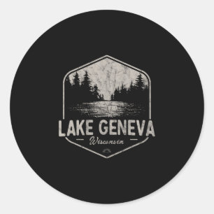 Lake Geneva Wisconsin Outdoors Vintage Classic Round Sticker