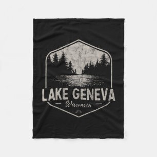 Lake Geneva Wisconsin Outdoors Vintage Fleece Blanket
