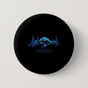 Lake Geneva Wisconsin Ski Resort Skiing Skier 6 Cm Round Badge