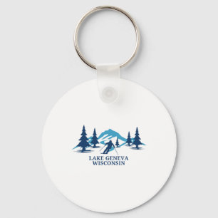 Lake Geneva Wisconsin Ski Resort Skiing Skier Key Ring