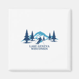 Lake Geneva Wisconsin Ski Resort Skiing Skier Magnet