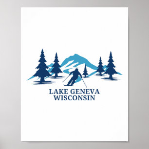 Lake Geneva Wisconsin Ski Resort Skiing Skier Poster