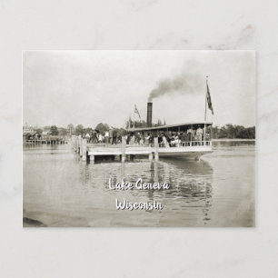 Lake Geneva Wisconsin Steamboat Steamer 1890's Postcard
