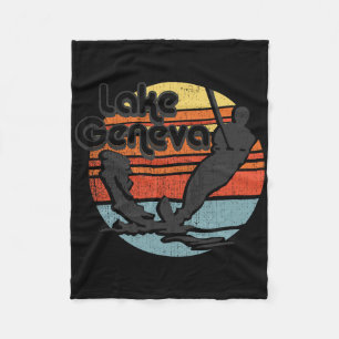 Lake Geneva Wisconsin Water Skiing Retro Vintage G Fleece Blanket