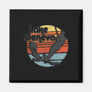 Lake Geneva Wisconsin Water Skiing Retro Vintage G Magnet