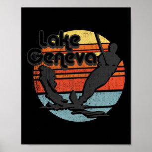Lake Geneva Wisconsin Water Skiing Retro Vintage G Poster