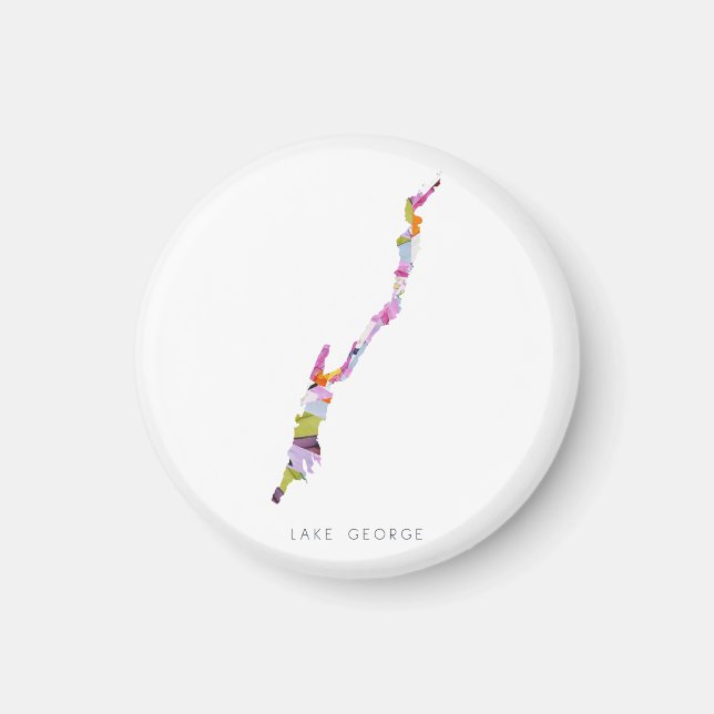 Lake George Minimalist Silhouette Map Magnet (Front)