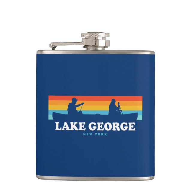 Lake George, New York Canoe Hip Flask (Front)
