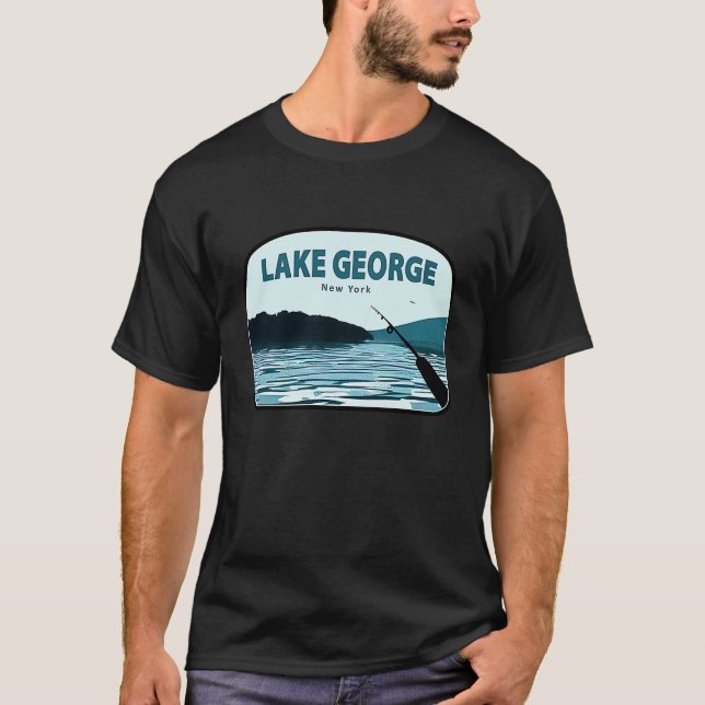 Lake George New York Fishing Rod T-Shirt (Front)