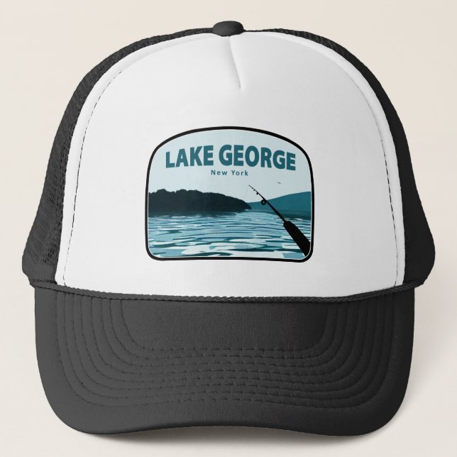 Lake George New York Fishing Rod Trucker Hat (Front)