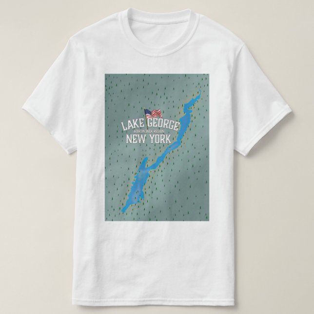 Lake George New York Map T-Shirt (Design Front)