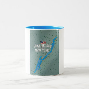 Lake George New York Map Two-Tone Coffee Mug