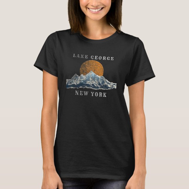 Lake George New York Mountain Sunset Scene T-Shirt (Front)