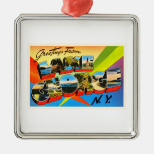 Lake George New York NY Vintage Travel Souvenir Metal Tree Decoration