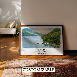 Lake George New York Poster, Watercolor, Custom Poster
