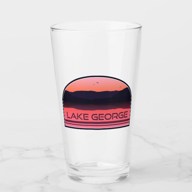 Lake George New York Red Sunrise Glass (Front)