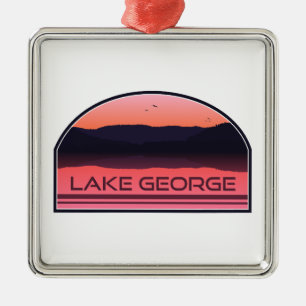 Lake George New York Red Sunrise Metal Ornament