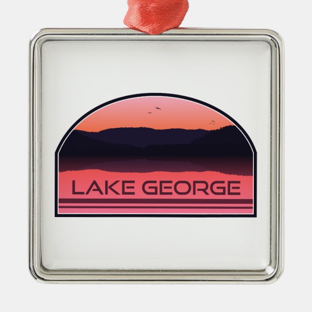 Lake George New York Red Sunrise Metal Ornament (Front)