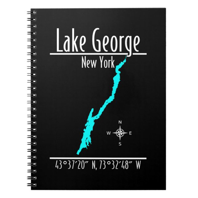 Lake George New York Shoreline Map Coordinates Notebook (Front)