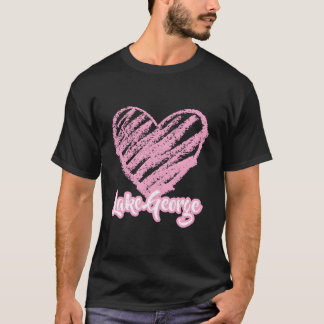Lake George New York Vacation Love Pink Heart T-Shirt