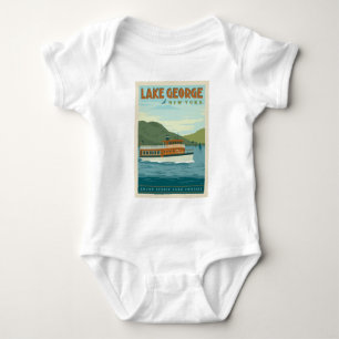 Lake George, New York   Vintage Boat Baby Bodysuit