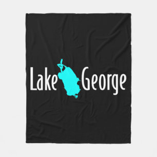 Lake George NY Bold Lake Map Fleece Blanket
