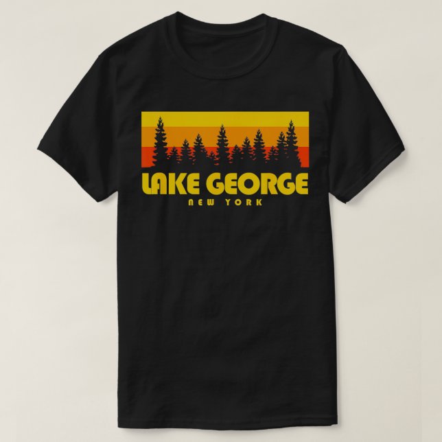 Lake George NY  Retro Trees Lake George  T-Shirt (Design Front)