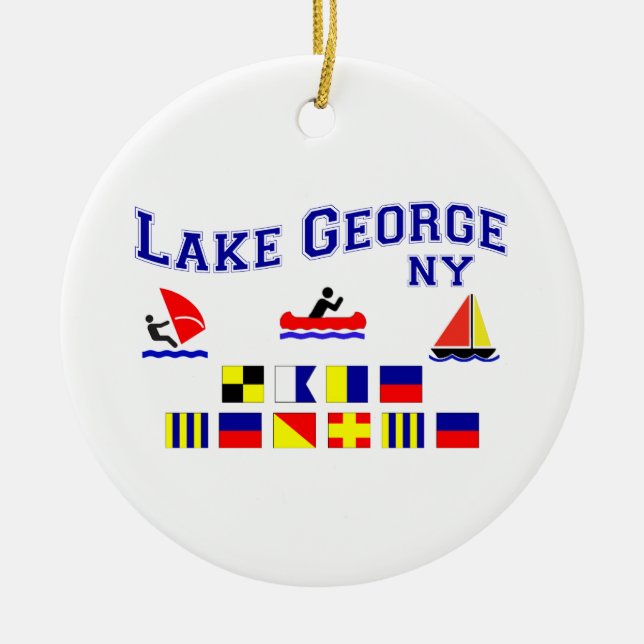 Lake George NY Signal Flags Ceramic Ornament (Front)