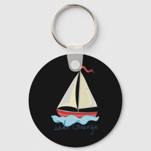 Lake George Ny Vacation Sail Boat Sailing Boating Key Ring