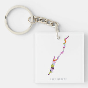 Lake George Silhouette Map Keychain