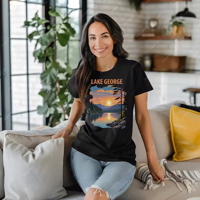 Lake George T-Shirt (Lake George, black t-shirt for women)