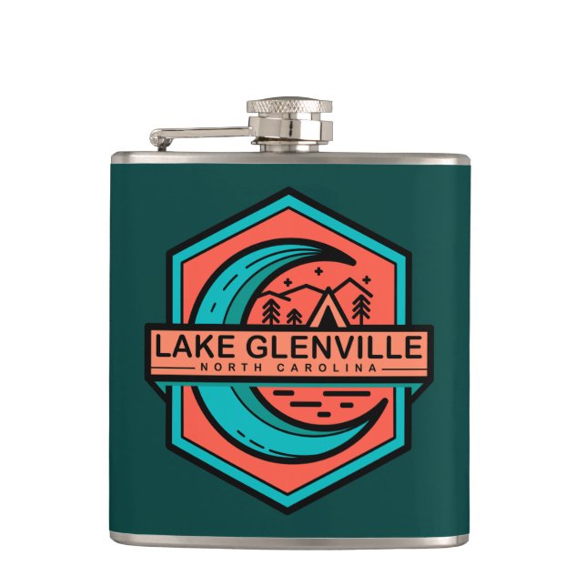 LAKE GLENVILLE moon hexa Hip Flask (Front)