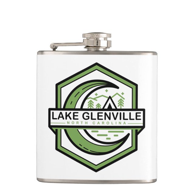 LAKE GLENVILLE moon hexa Hip Flask (Front)