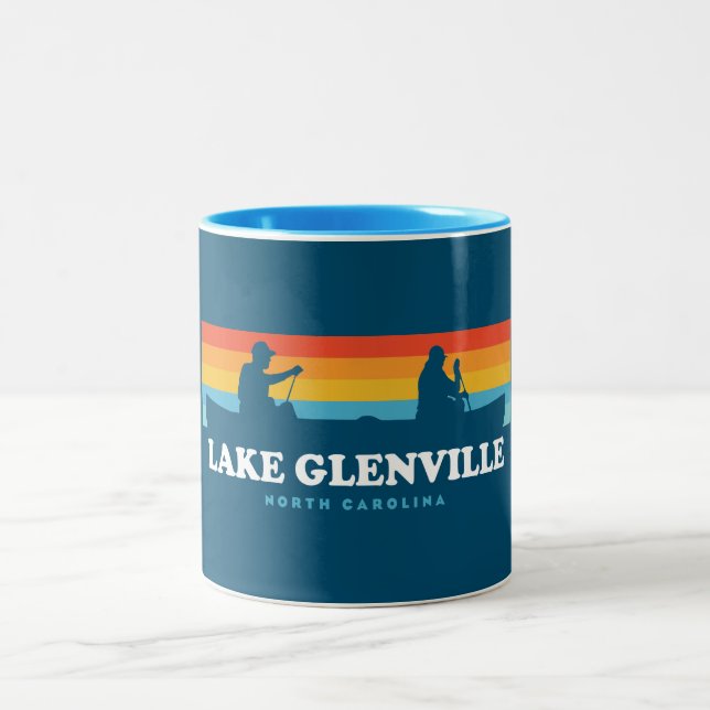 Lake Glenville North Carolina Canoe Two-Tone Coffee Mug (Center)