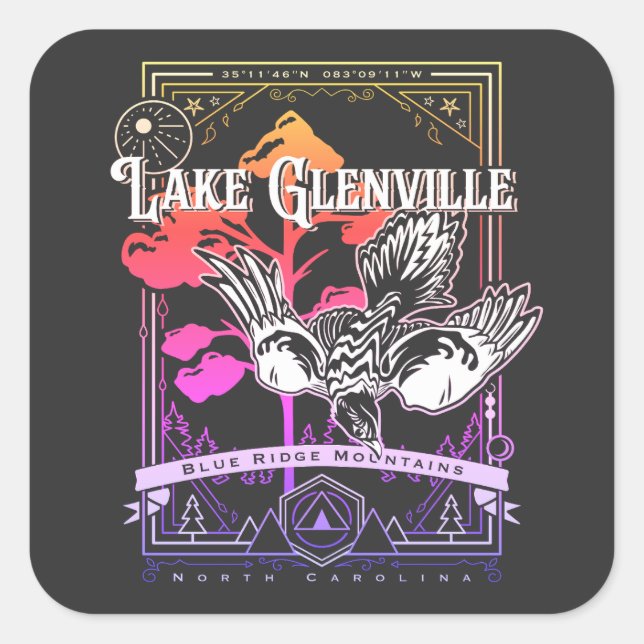 lake glenville north carolina geobird square sticker (Front)