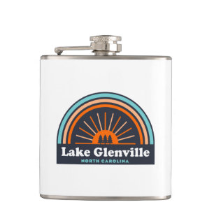 Lake Glenville North Carolina Rainbow Hip Flask