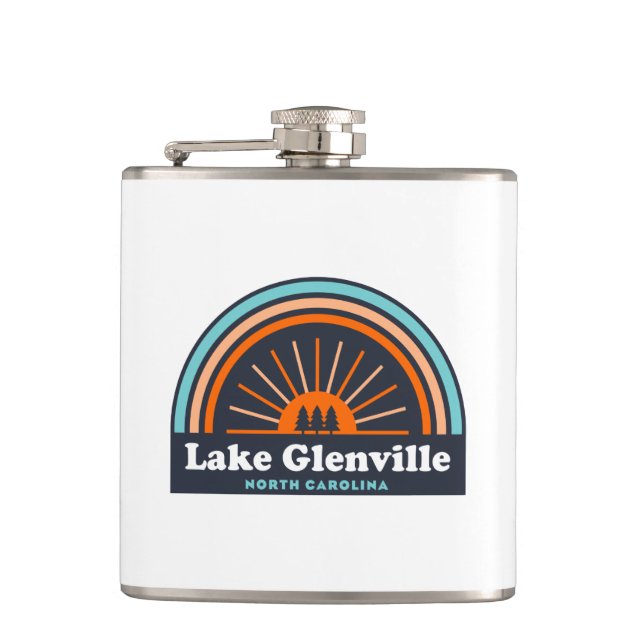 Lake Glenville North Carolina Rainbow Hip Flask (Front)