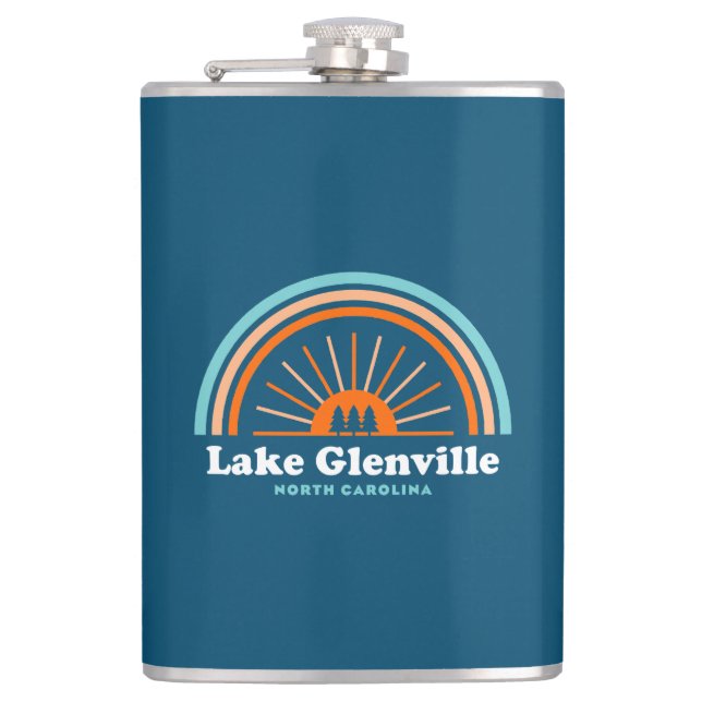Lake Glenville North Carolina Rainbow Hip Flask (Front)