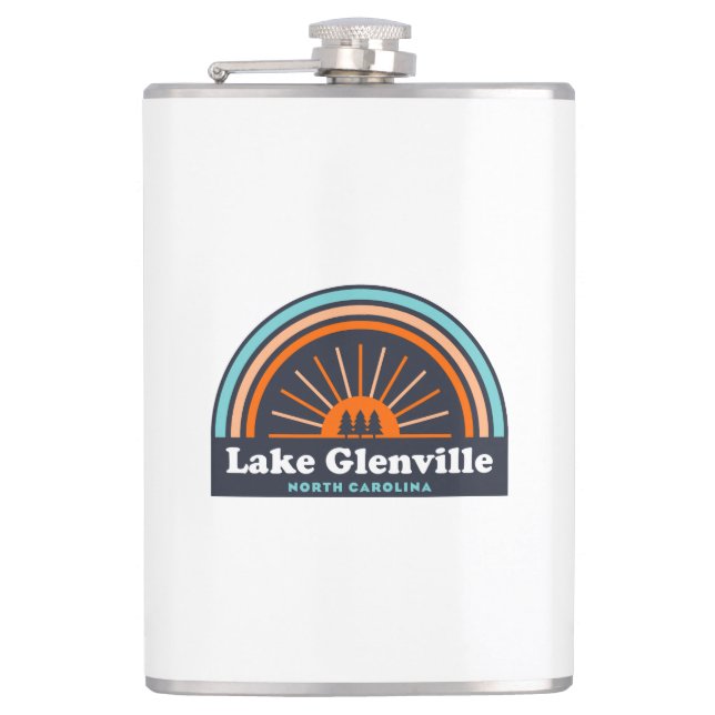 Lake Glenville North Carolina Rainbow Hip Flask (Front)
