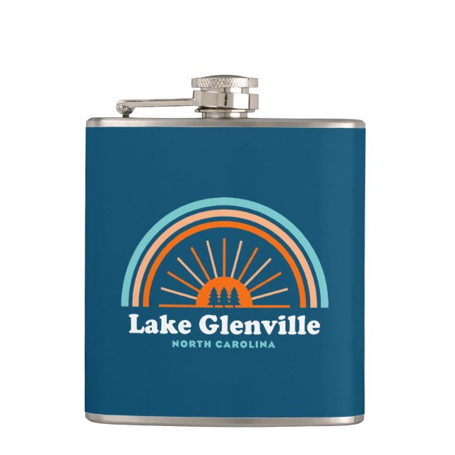 Lake Glenville North Carolina Rainbow Hip Flask (Front)