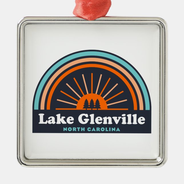 Lake Glenville North Carolina Rainbow Metal Ornament (Front)