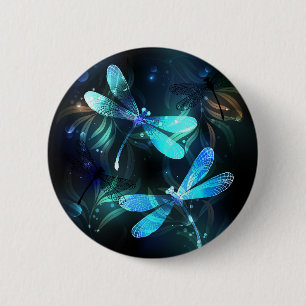 Lake Glowing Dragonflies 6 Cm Round Badge